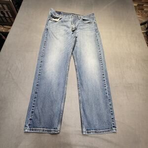 Levi's 505 Jeans Mens 34x28 Blue Regular Fit Straight Leg Distressed Denim